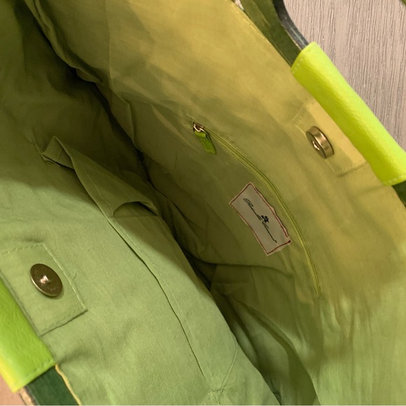 Vintage Rosella Carrara Green Straw Tote Wood Handle Large Unused Perfect Condit - Picture 4 of 14